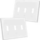 2 x 2 Pack Toggle Light Switch Cover Plate, Standard Size 3-Gang 4.57 x 6.38", Wall Plate Switch Cover, Outlet Covers Wall Plate, Unbreakable And High Temperature Resistant Switch Plate Covers, White