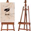 DJAR Large Studio Art Easel for Painting, Adjustable Solid Beech Wood Artist Easel with Storage Tray, Adults, Beginners, Hold Canvas up to 49", Walnut