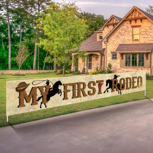 Labakita Large My First Rodeo Banner, West Cowboy Cowgirl Theme 1st Birthday Banner, Mexican Rodeo Themed 1st Birthday Party Decorations