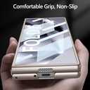 Clear Case for Samsung Galaxy Z Fold 6, Slim Fit Hard PC Case with Front Screen Protector, Anti-Yellowing Translucent Back Anti-Scratch Shockproof Cover for Samsung Z Fold 6 5G(Gold)