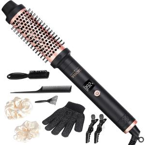 Wavy Thermal Brush Blow Out | Hot Round 1.5 inch Heated Curling Iron Hair Styler Styling Tools Blowout 1 1/2 in Barrel Ceramic Wand Voluminous Curls 25s Fast Heating by VISOFO
