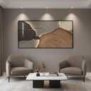 Framed Abstract Horizontal Wall Art for Living Room, Extra Large Brown and Tan Modern Artwork for Walls, Contemporary Elegant Picture Prints Paintings for Bedroom Dining Room Wall Decor, 56x28 Inch