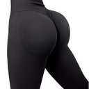 SUUKSESS Women Scrunch Butt Lifting Seamless Leggings Booty High Waisted Workout Yoga Pants (Black, S)