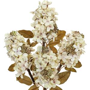 Fake Fall Flowers Artificial Silk Dried Hydrangea with Seed Artificial Fall Flowers Dried Florals Bouquet Autumn Decorations for Office and Home (4 PCS) (Cream White)