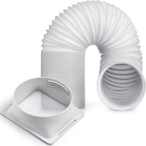 Outus 5.9'' Diameter 61'' Long Portable Air Conditioner Hose with Square Exhaust Hose Tube Adapter Portable Air Conditioner Ducting Parts