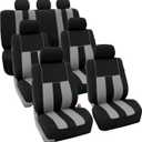 FH Group Three Row Striking Striped Full Set Car Seat Covers, Airbag Compatible & Split Ready  Universal Fit for Cars Trucks & SUVs Gray