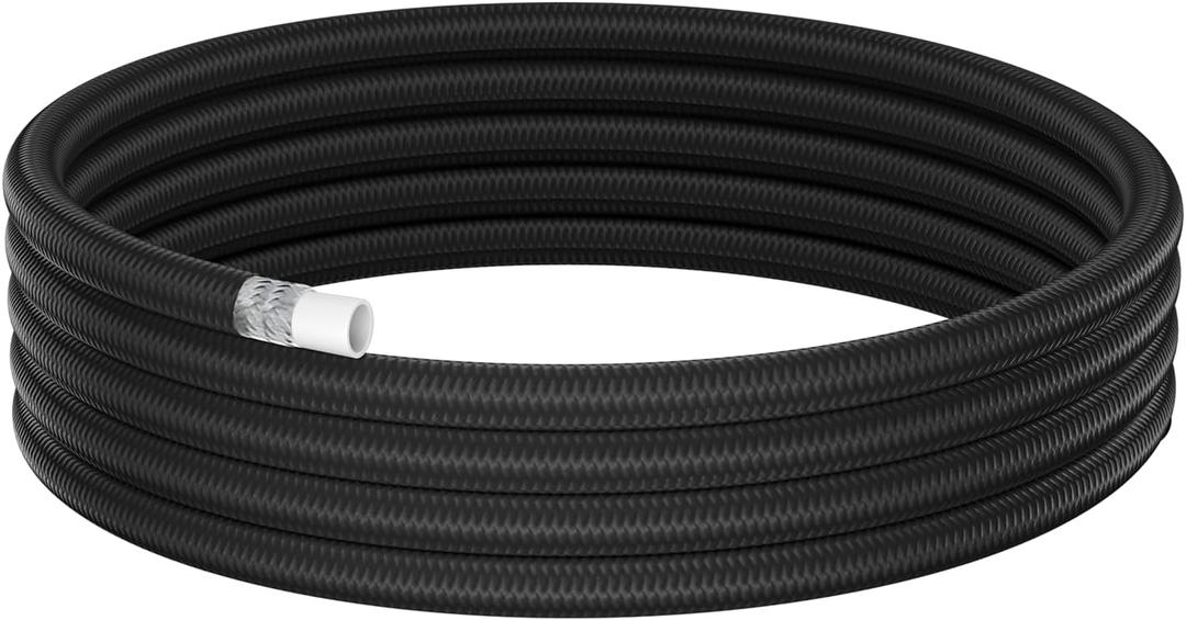 10FT PTFE Fuel Hose Line 6AN 1885PSI Nylon Braided | PTFE inner tube; Nylon braided outer; For E85/gasoline/diesel