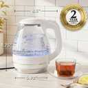 OVENTE Electric Kettle, 1.5L Borosilicate Glass Countertop Water Heater and Boiler for Coffee or Tea, BPA-Free, Auto Shut-Off, Boil-Dry Protection, Removable and Washable Spout Filter, White KG83W
