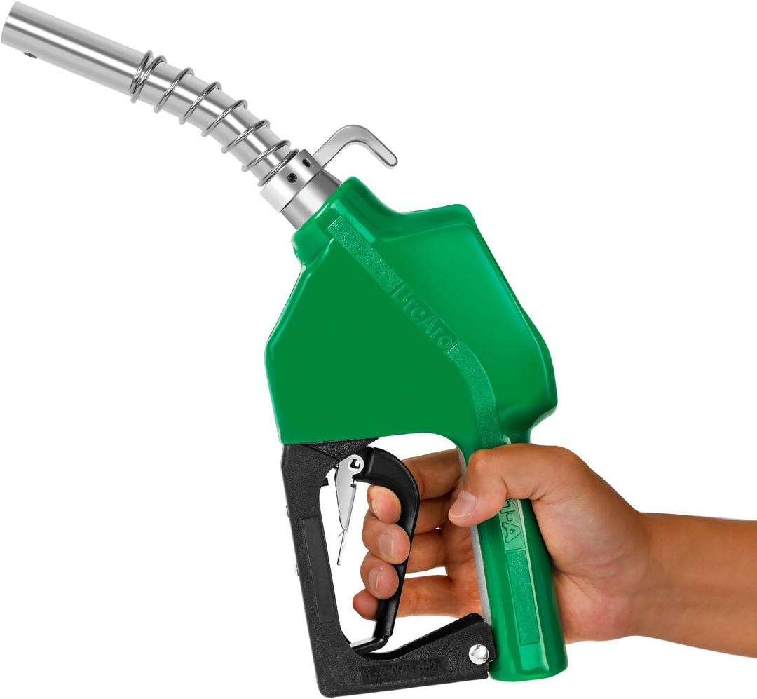 3/4" NPT Automatic Fuel Nozzle with Hook, Gas Pump Handle Fuel Nozzle with 3-speed Padlock (9-16 GPM) for Gasoline, Diesel, Biodiesel up to B20, E15 & Kerosene