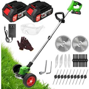 Cordless Weed Wacker Eater Electric Battery Powered, 21V Lightweight Weed Trimmer Edger Lawn Tool with 2Pcs 2000mAh Battery