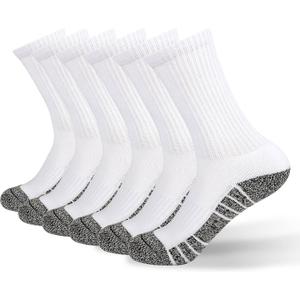 Men's Crew Socks, White Socks Men,Cushioned Cotton Athletic Arch Support Moisture Wicking,1-Pairs Premium Trial Pack (White)
