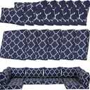 14 Piece Outdoor Patio Cushion Cover Replacement, Waterproof Patio Cushion Covers, Outdoor Furniture Cushion Covers Set for 6 Seat Wicker Rattan Sofa (Blue Grid)