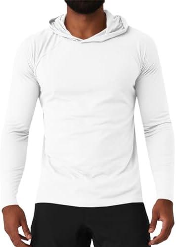 Gafeng Mens Workout Hoodie Long Sleeve Lightweight Gym Running Quick Dry Athletic Shirt with Hood Large
