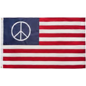 AZCOVER Peace Flag, 3x5 Ft American Peace Flags, USA Flag for Outdoor with Embroidered Sign and Double Stitched Sewn Stripes, Heavy Duty Polyester Banner