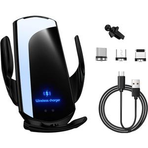 Wireless Car Charger Mount, 15W Automotive Electric Wireless Charger Holder, Car Air Vent Mount Bracket Fast Charging for Most Smartphone, Universal Car Accessories (Black)