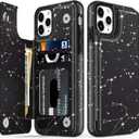 LETO for iPhone 11 Pro Case,Leather Wallet Case Flip Folio Cover with Fashionable Designs for Girls Women,with Kickstand Card Slots,Protective Phone Case for iPhone 11 Pro 5.8" Constellation