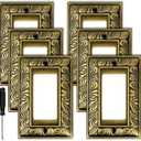 Antique Brass Decorative Decorator Light Switch Covers Wall Plate Rocker Switch Plates Outlet Covers Metal Material Wall Plates for Kitchen Bathroom (1 Gang Single Decorator-6 Pack)