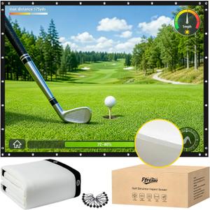 Golf Simulator Impact Screen, Triple Layer Projection Screen for Home, 3D Air Mesh Golf Impact Screen with Probe and Snap Hooks for Indoor/Home/Garage Training (9'×7')