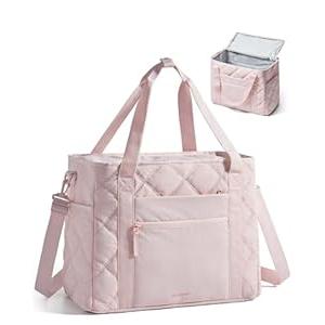 BAGSMART Large Tote Bag for Women, 38L Carry-On Travel Tote with Removable Shoulder Strap for Travel, Work, Gym (Baby Pink)