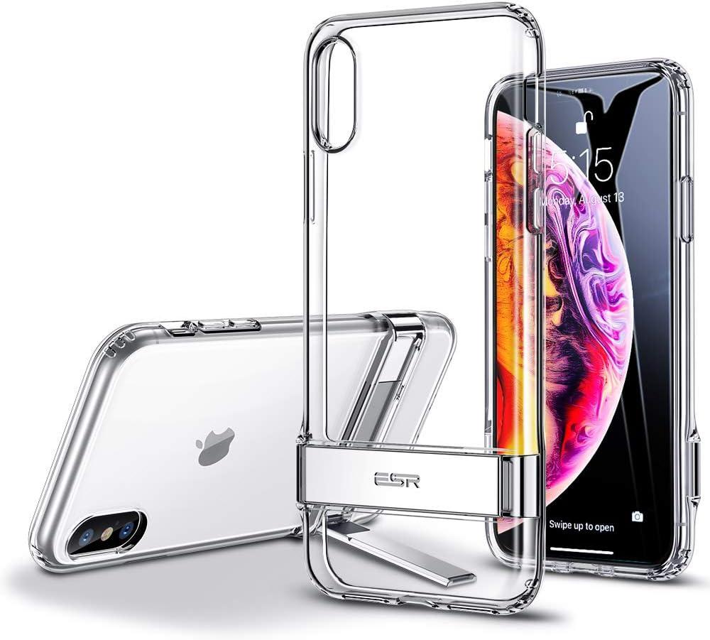 ESR Metal Kickstand Case for iPhone Xs Max, [Vertical and Horizontal Stand] [Reinforced Drop Protection] Flexible Soft TPU for iPhone 6.5 inch(2018)(Jelly Clear)