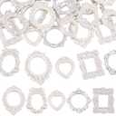 FINGERINSPIRE 30 Pcs Mini Vintage Resin Picture Frames 5 Styles Retro European Embossed Photo Micro Frames White Mini Antique Photo Prop for DIY Jewelry Display Home Decor Without Glass and Backing
