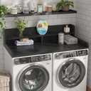 2-Tier Washer Dryer Countertop with 2.75"H Edge Rails, 54" W x 27.55" D Laundry Countertop for Folding Clothes, Washer and Dryer Topper with Non-Slip Pad (Black), Standard-2 Tier