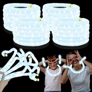 Kannove 24 PCS White Glow Sticks Party Favors for Kids, LED Light Up Necklaces Bracelets Accessories for Toddlers, Glow Birthday Valentines Day Mardi Gras Party Supplies Decorations for Boys Girls
