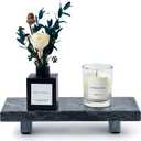 Natural Marble Tray Pedestal Stand  8.7"x4" Soap & Jewelry Riser for Bathroom Counter, Kitchen Sink, Vanity Organizer, Decorative Stone Catchall for Perfume, Candles (Black)