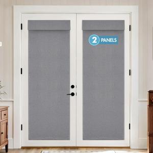 MIULEE 100% Blackout Linen French Door Curtains Gray W26xL72 2 Panels