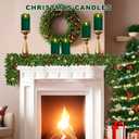 VEEKI Flameless Candles Light, Set of 2 6"x3" Flickering Christmas Flameless Candles with Remote & Timer, Dimmable Real Wax Pillar Candles Battery Operated, Green Candles for Home Xmas Decor (Green)