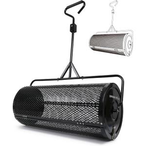 Compost Spreader 36 Inch Towable Peat Moss Spreader with Installation Support Accessories, Metal Mesh Roller Lawn Spreader for Top Soil, Manure, Mulch, Top Dressing - Garden spreaders for lawns