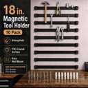 18" Magnetic Tool Holder, 10 Pack PVC-Coated Heavy Duty for Garage | Strong Magnetic Hold Rust Resistant Easy Install, Fits Wrenches, Hammers, Pliers & Screwdrivers