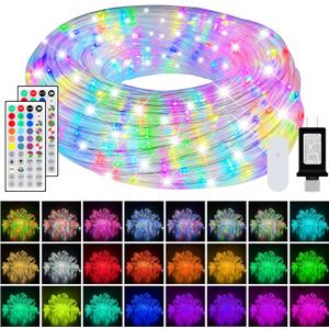 50ft LED Rope Lights 25 Colors, Outdoor IP68 Waterproof Warm White RGB Tube String Lights with 149 Modes and 4 Brightness, Rope Lights for Outside, Yard, Deck, Fiesta Party, Birthday Decorations