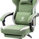 Dowinx Gaming Chair Breathable Fabric Game Chair with Gel Pad and Storage Bag, Comfortable Gamer Chair with Pocket Spring Cushion, Ergonomic Computer Chair with Footrest, Green