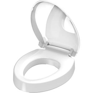 2.91'' Raised Toilet Seat Elongated for Elderly, Soft Close & Quick-Release, Safe Anti-Slip Rubber Pad, PP Material Easy Clean, Oblong 18.5Inch Compatible Size