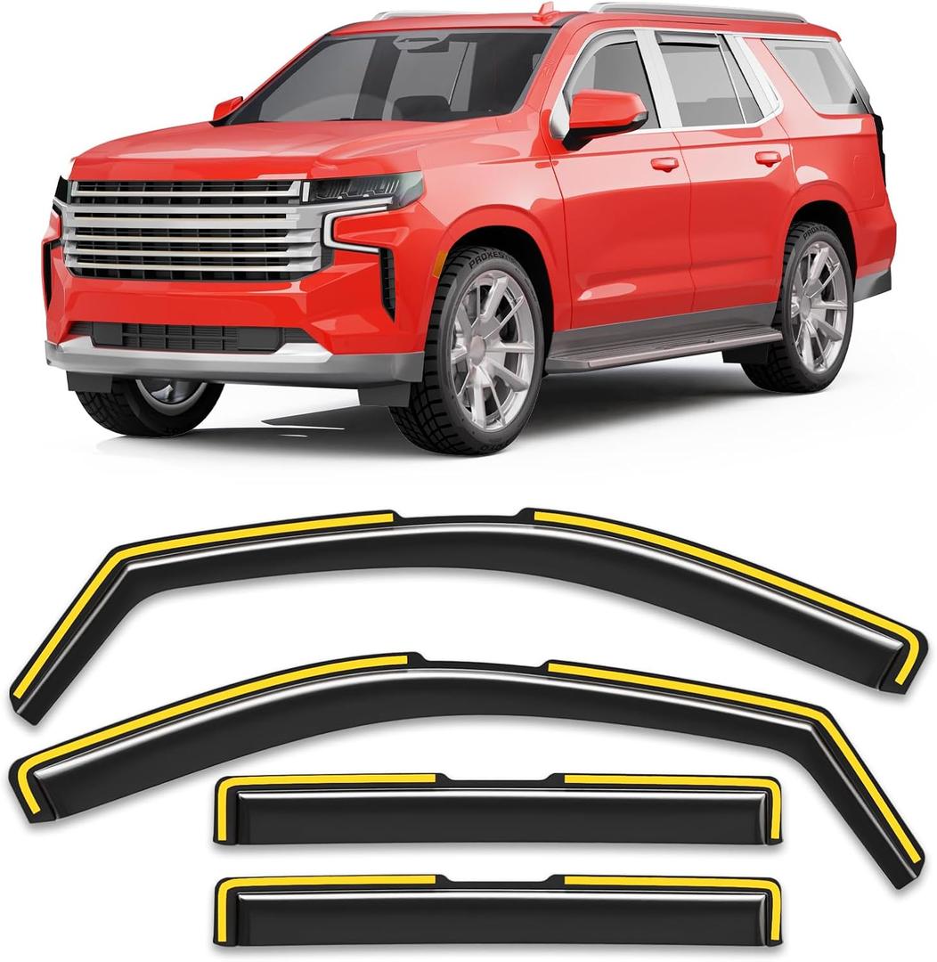 in-Channel Window Rain Guards Fit for Chevy Tahoe/Cadillac Escalade/GMC Yukon 2021-2026 Rain Guard Extra Durable Window Deflectors Window Vent Visors Vent Shades Exterior Car Accessories