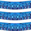 Thick 10 Feet by 15 Inch Royal Blue Foil Fringe Garland - Pack of 3 | Shiny Metallic Tinsel Banner for Parade Floats, Bridal Shower, Wedding, Birthday, Christmas | Wall Hanging Drapes (3)
