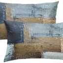Britimes Throw Pillow Covers Modern Home Art Decor, 12 x 20 Inches Set of 2 Pillow Cases Decorative, Abstract Oil Painting Pillowcases for Bedroom, Living Room, Brown Blue (12" x 20" (Pack of 2), Brown Blue)
