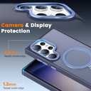 Compatible with Samsung Galaxy S23 Ultra Case with Magnetic Ring Stand, Military Drop Protection, Anti-Scratch/Anti-Fingerprint Translucent Matte Case for S23 Ultra (Dark Blue)