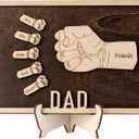 2 x Personalized Fists Bump Wood Sign for Dad, Fathers Day Plaque Gift with Kid Names, Grandparents Day Birthday Gifts for Daddy From Daughter Son Wife (DAD)