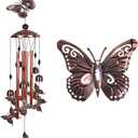 Butterfly Wind Chimes Outdoor Decor -with 4 Tubes 6 Bells 7 Butterflies 36In Waterproof Mobile Romantic Wind Catcher Butterfly Windchimes for Home, Xmas Mom Gifts, Festival,Balcony,Garden Decoration