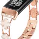 Bling Metal Band Compatible with Fitbit Charge 6/ Charge 5 for Women, Dressy Bracelet Jewelry Watch Band for Fitbit Charge 6 Fitness & Health Tracker