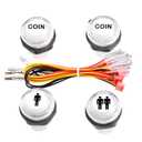 Easyget 4 Pcs/Lot Arcade Start Player & Coin Buttons 5V LED Illuminated Push Button 1P, 2P, 2X Coin Pushbutton Switches for MAME/Jamma/Arcade Game Machines/Arcade Game Consoles Diameter: 28MM