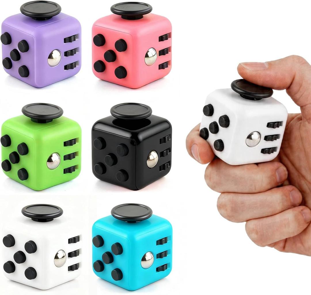 6 Pack Fidget Cubes for Adults, Sensory Infinity Cube for Kids Teen, Stress Relief Set for ADHD, Autism, Anxiety, Fidgets Toy Gift for Office, Classroom, Travel (Pure)