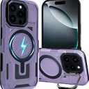 for iPhone 16 Pro Case Compatible with MagSafe, Built-in Camera Ring Stand, 23 FT Military-Grade Drop Protection Magnetic Cover for iPhone 16 Pro 6.3'', Purple