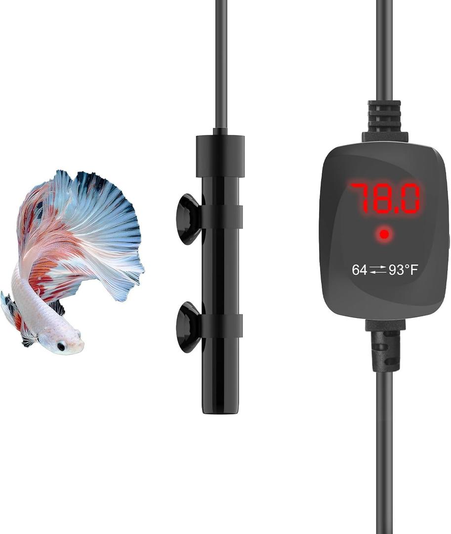 15W Mini Aquarium Heater Betta Heater for 1-3 Gallon Freshwater & Saltwater Tanks, Alumina Ceramic Fish Tank Heater Turtle Heater with Dry-Run & Overheat Protection