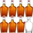 TOPZEA Set of 8 Swing Top Glass Flask, 8.5 Oz Clear Glass Hip Whiskey Flask Pocket Drinking Flasks with Airtight Stopper, Easy Cap Liquor Bottle for Spirits, Beer, 2nd Fermentation Brewing Bottle