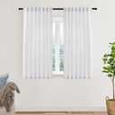 XTMYI Short Length Curtains for Windows, Linen Sheer Curtains for Bedroom Kitchen,45 Inch Long, White