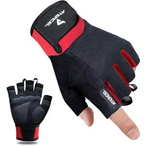 ATERCEL Workout Gloves for Men and Women, Exercise Gloves for Weight Lifting, Cycling, Gym, Training, Breathable and Snug Fit (Red, XL)