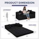 MAXYOYO Convertible Sofa Bed, Boneless Futon Couch Floor Sofa, Black, Loveseat